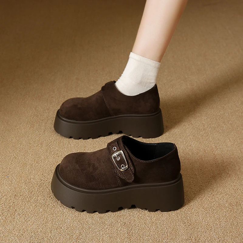 厚底勃肯鞋女2025秋冬新款小个子百搭休闲松糕鞋一脚蹬软底乐福鞋