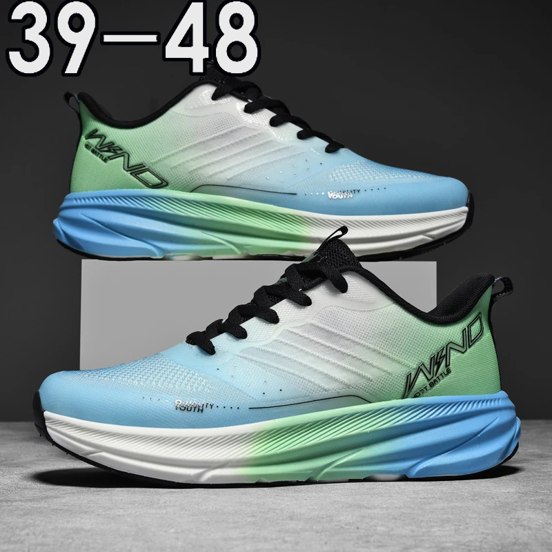 春夏新款跨境大码男鞋男士特大号鞋子45-48飞织运动鞋轻便跑步鞋