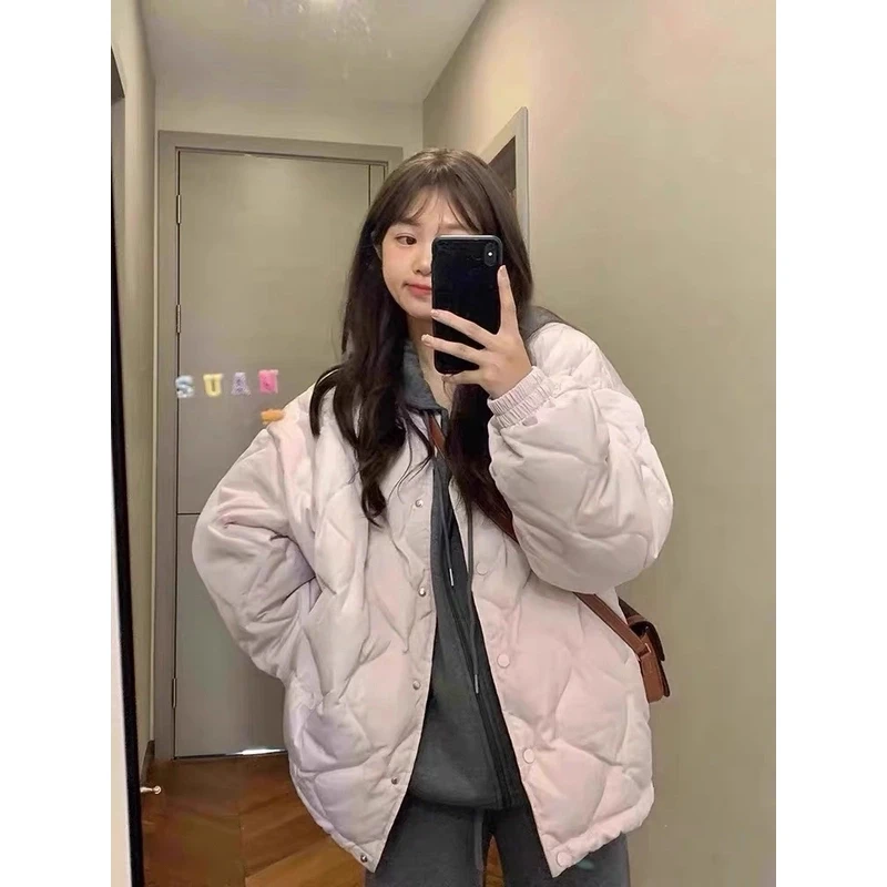 棉服菱形格定格棉服小香风加厚棉衣2024年秋冬新款棉衣学生棉袄