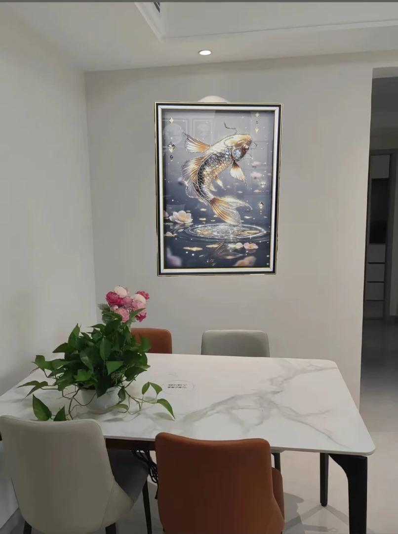 金玉满堂锦鲤鱼钢化玻璃装饰画客厅餐厅玄关背景墙挂画