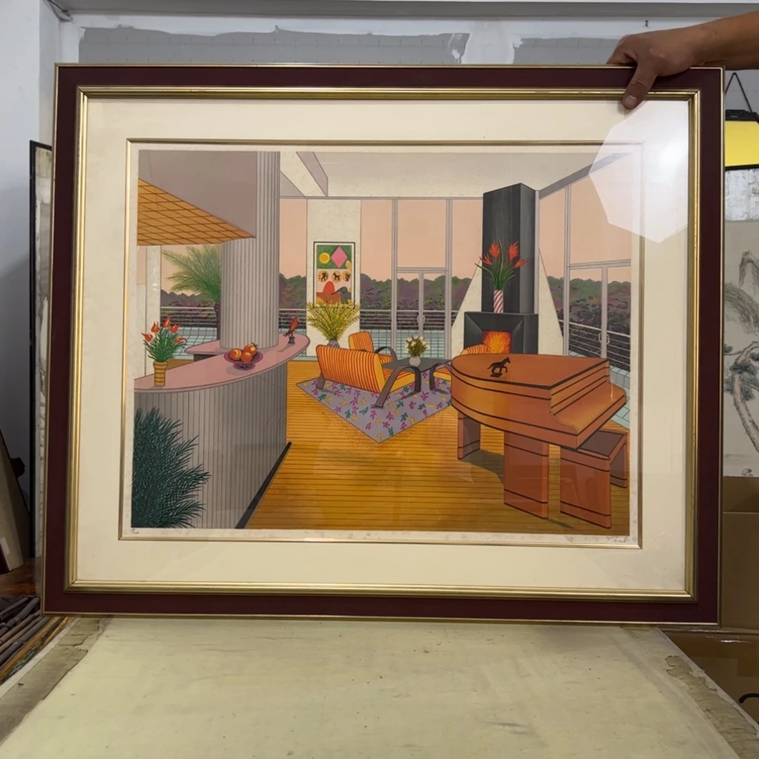 噶***具绘画屏风框画茶空间设计