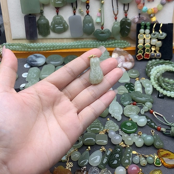 和田玉银S925镶嵌吊坠(不含链)