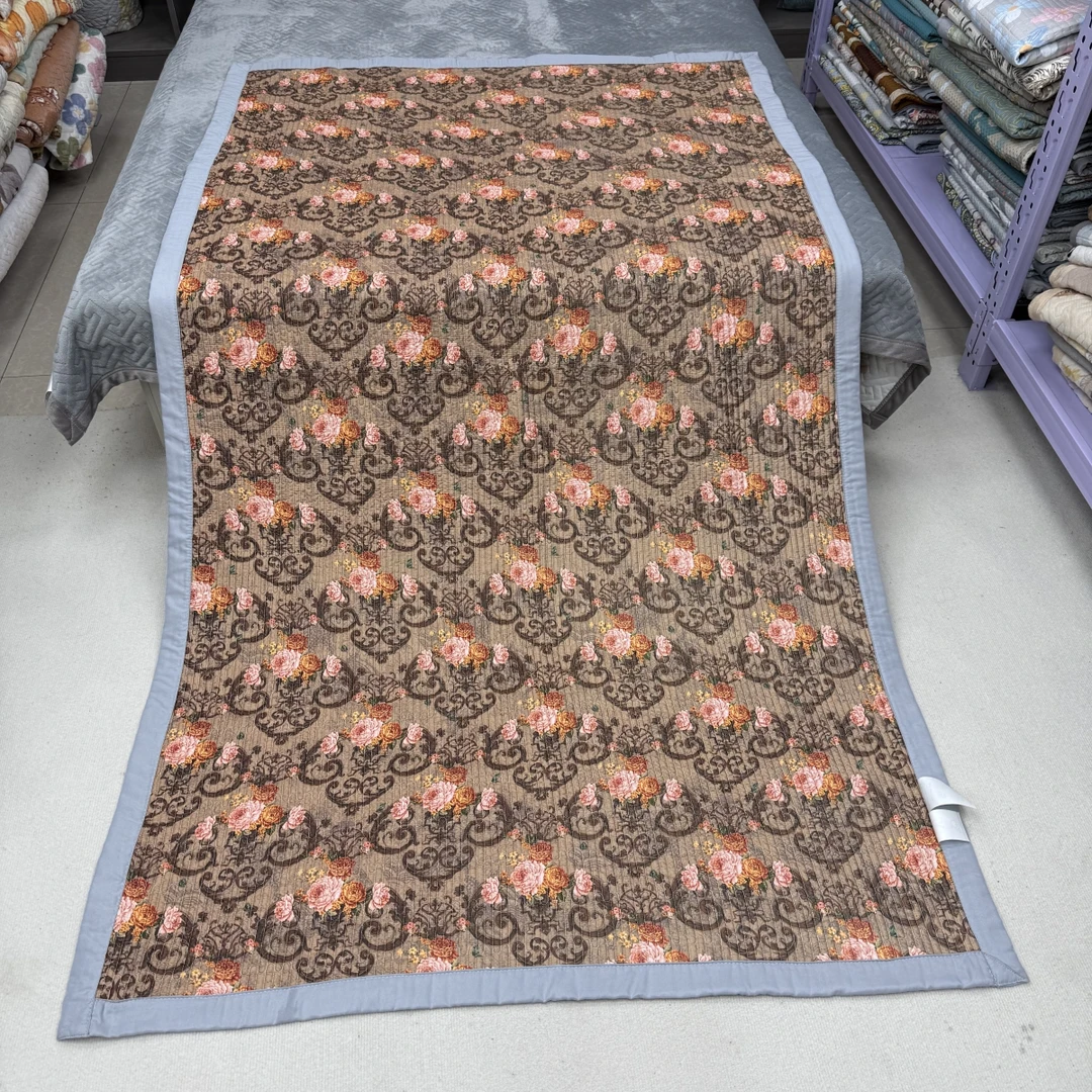 咖色牡丹120*220cm原棉木棉床盖加厚款沙发垫学生宿舍床垫飘窗垫