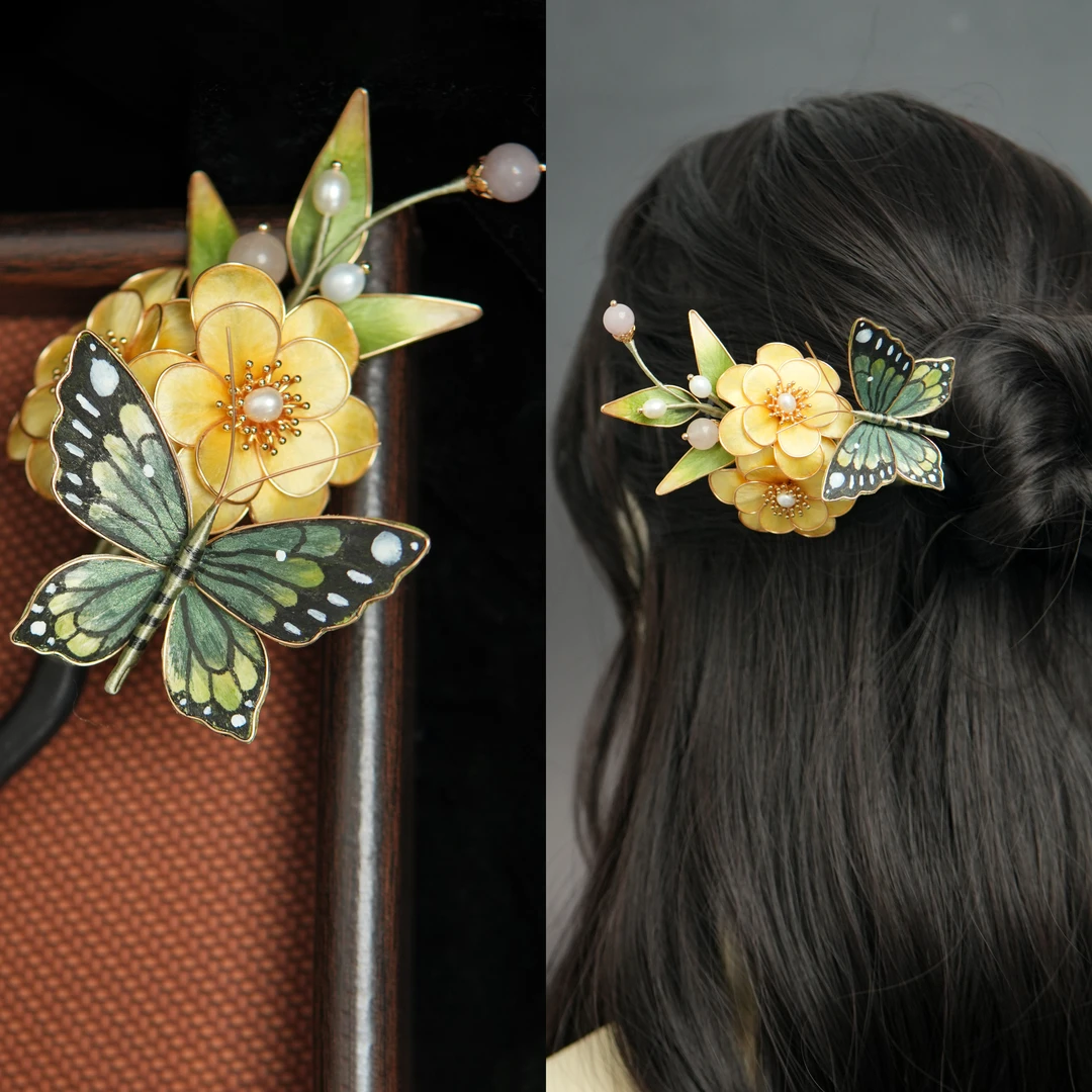 【秋日来信】绒华满筑盘发发夹簪子桑蚕丝绒花古典素雅新中式