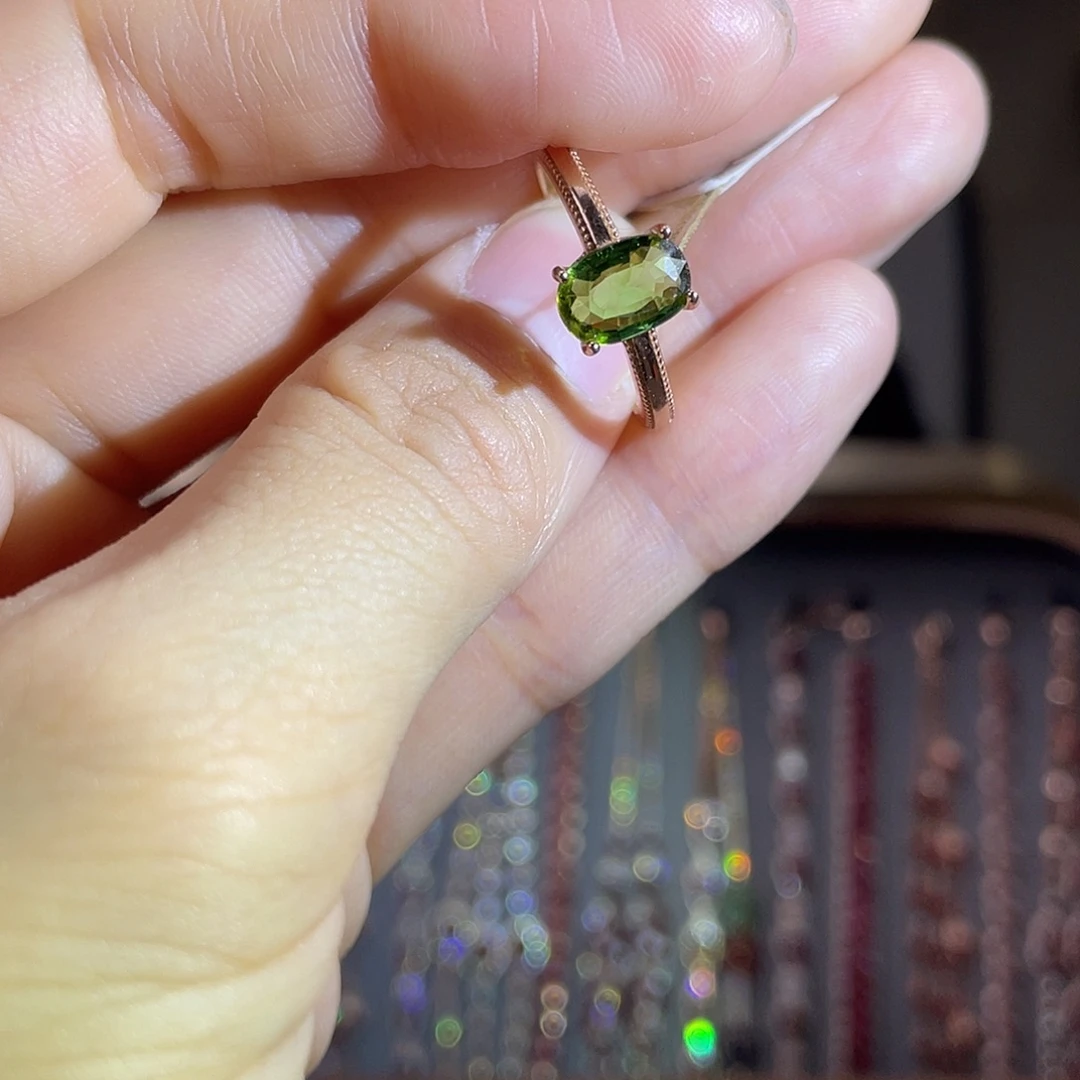 戒指碧玺银S925镶嵌