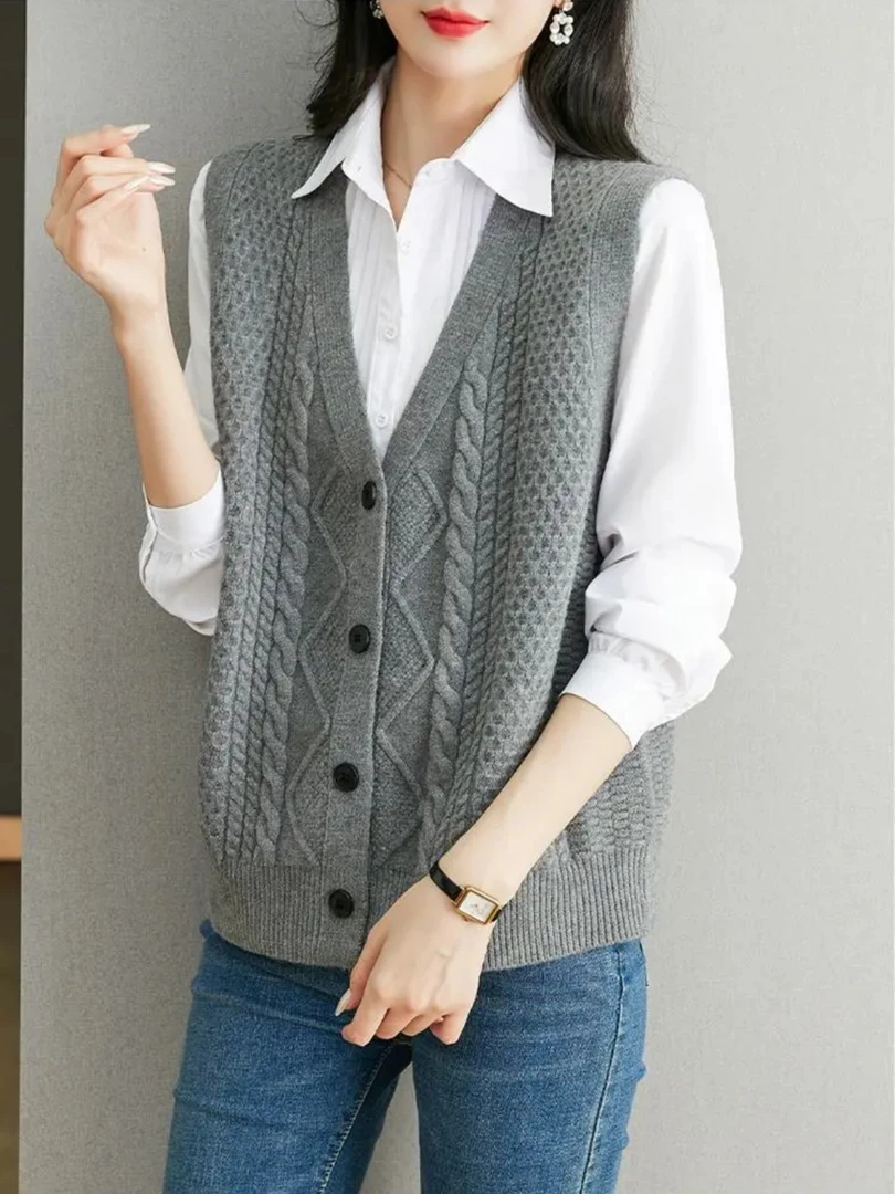 春款针织衫开怀马甲短款时尚百搭无袖