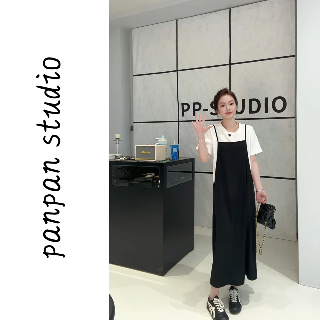 潘潘/2025夏季新款简约风半袖T恤+设计师款显瘦简约连衣裙