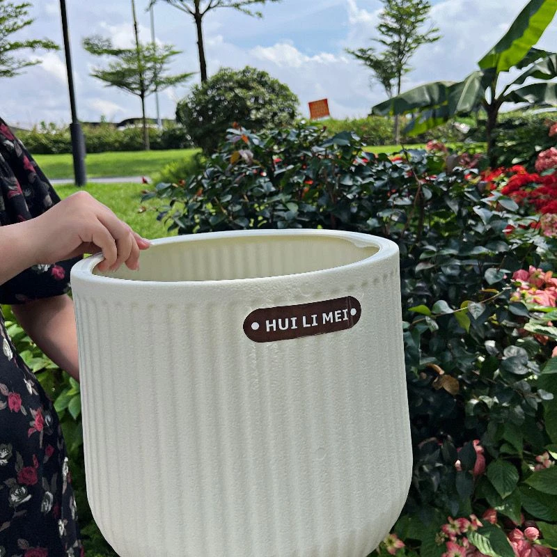 聚宝波纹树脂花盆加厚加硬绿植专用花盆栽室内客厅家用大口径耐摔