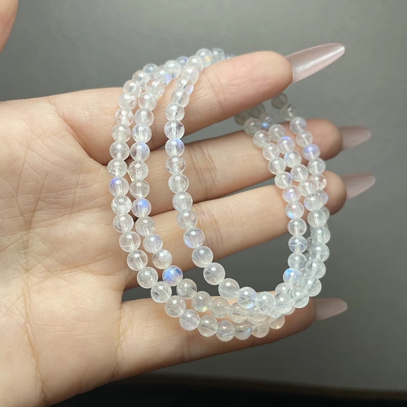 斯里兰卡月光石三圈蓝月光手串多样性发其一