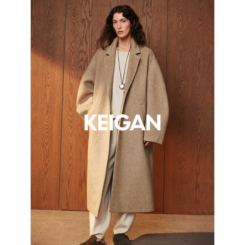 KEIGAN/开间意大利王炸TEXCO轻盈软绒羊驼廓形翻领极简可颂大衣