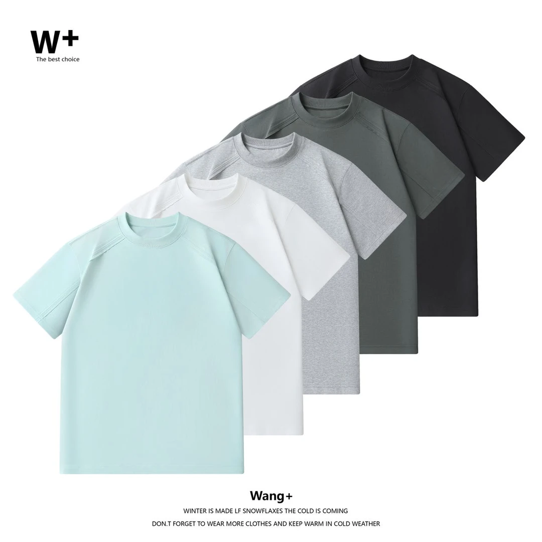 2025夏季新品男士短袖T恤纯色圆领宽松情侣半袖休闲白色运动上衣