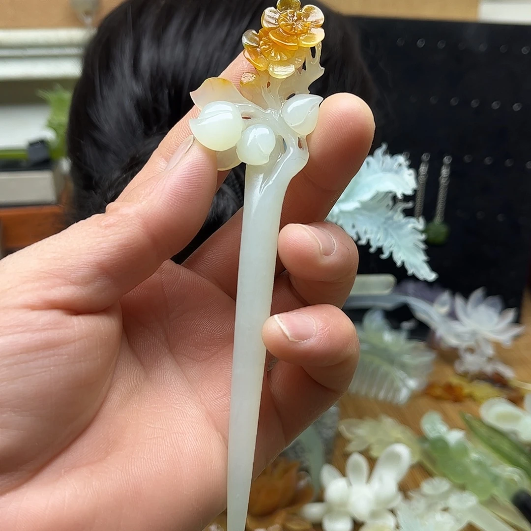 非金属天然岫玉发簪