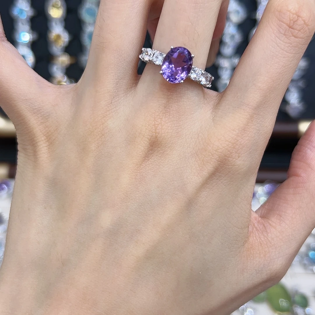 戒指紫晶银S925镶嵌