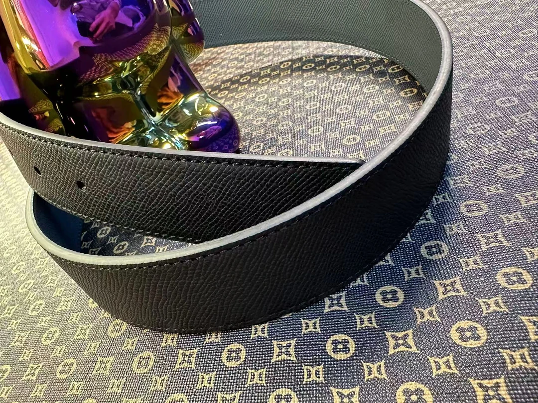 F3-1手掌纹黑蓝色+经典扣双面佩戴头层牛皮高端品质皮带轻奢