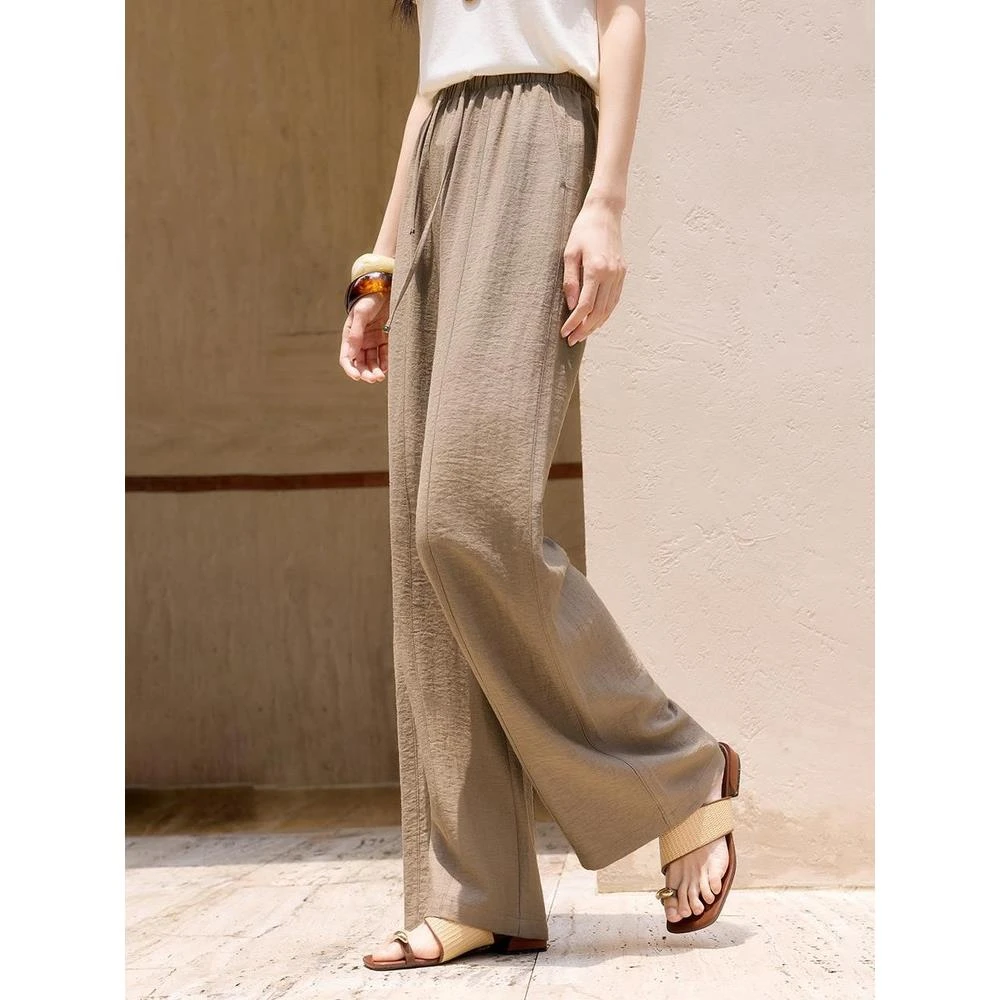 【云麻裤】伊芙同款皱感松弛慵懒亚麻山本裤薄款宽松凉感阔腿休闲裤