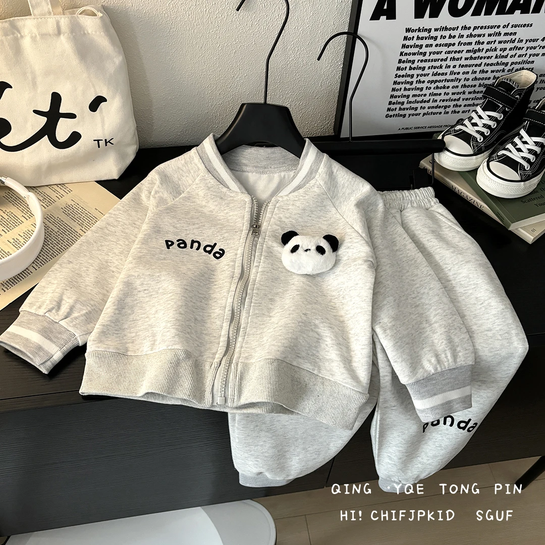 新款春秋款儿童棒球服拉链套装卡通休闲舒适宝宝宽松运动洋气春游