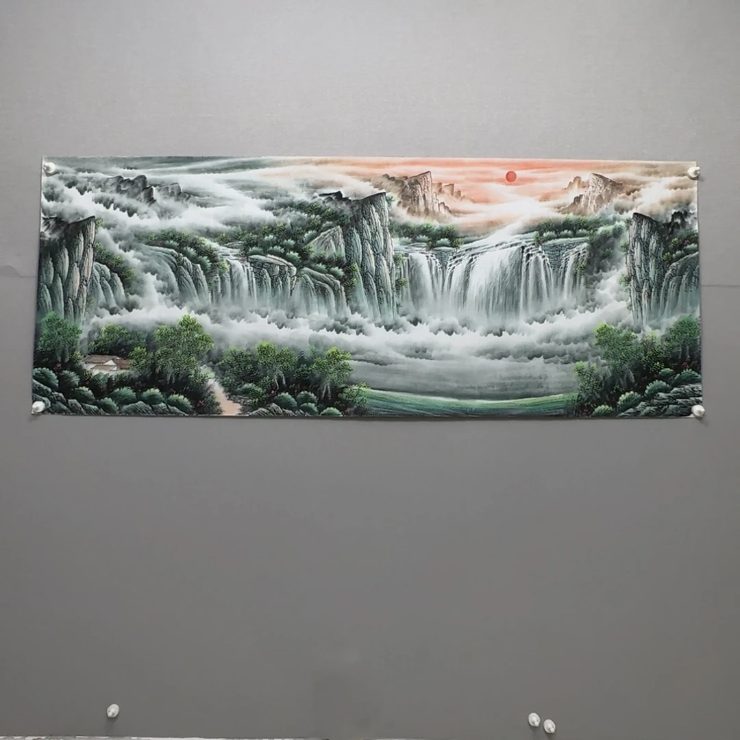 国画横幅六尺精品山水贾敏