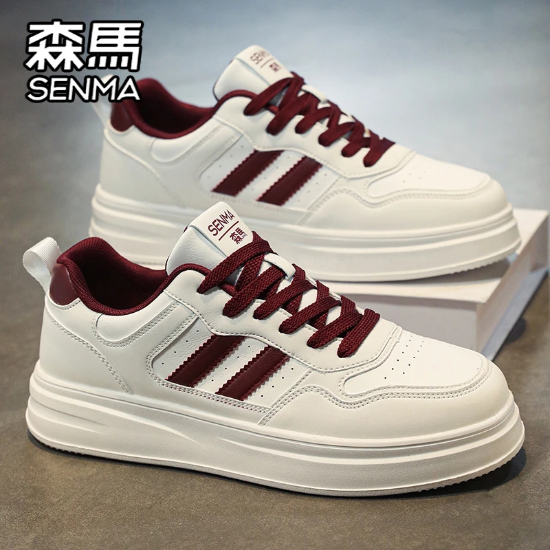 SENMA/森马男鞋秋季透气休闲鞋男士简约百搭滑板鞋厚底增高小白鞋