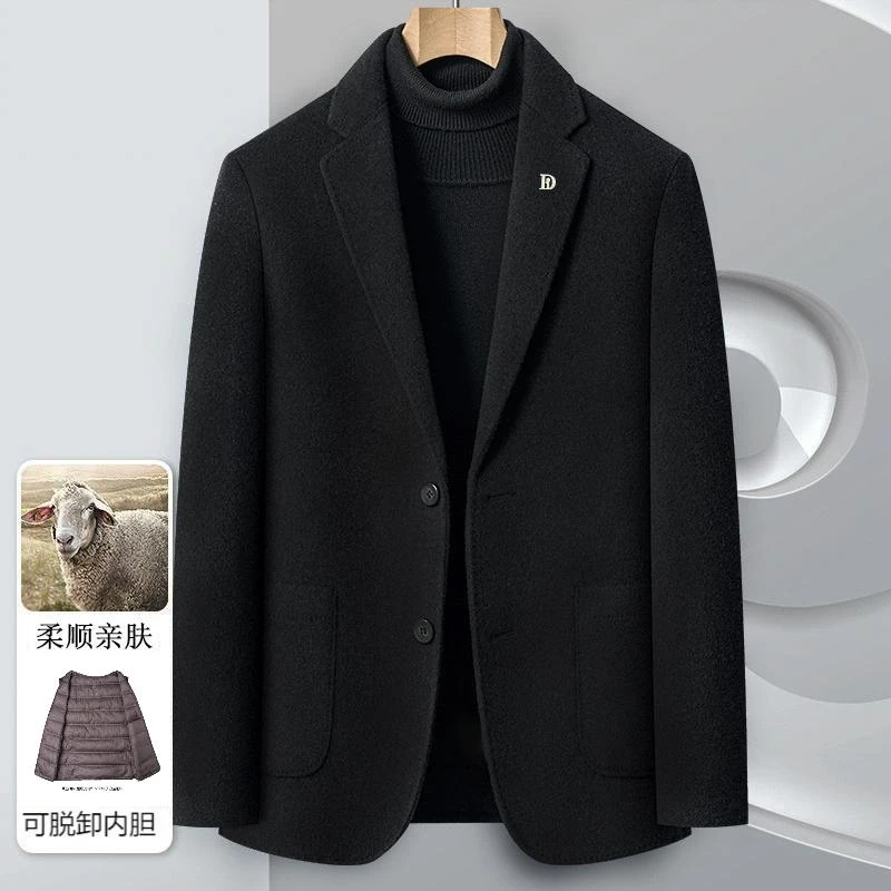 新款羊毛西服男秋冬毛呢男士双面羊毛西装羊毛呢加厚休闲外套男款