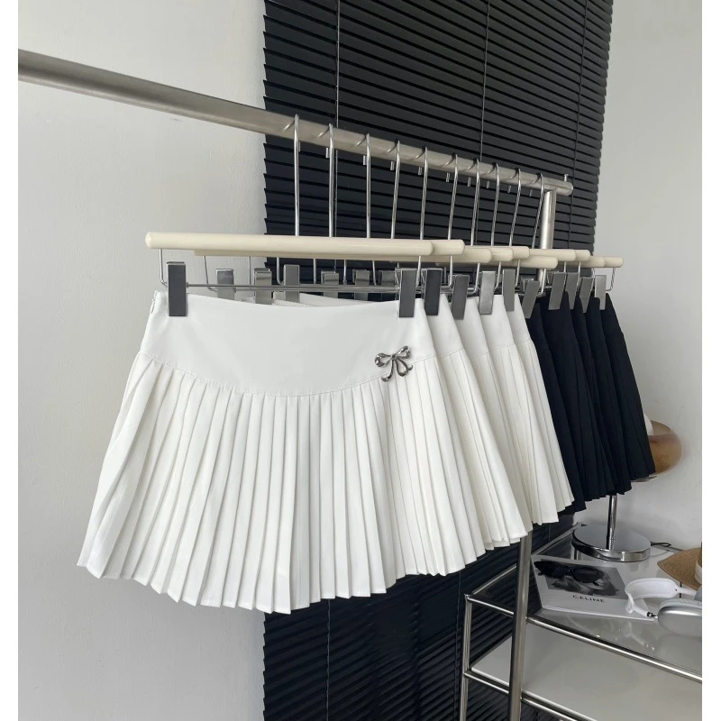 2025秋冬季新款小个子高腰设计感a字收腰显瘦小众百褶裙女白色