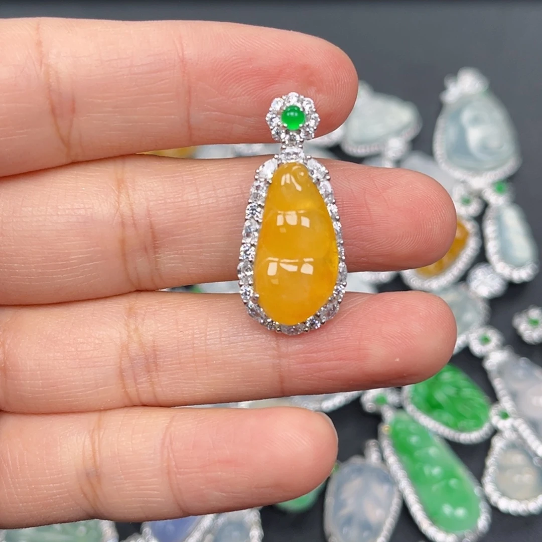 翡翠银S925镶嵌吊坠(不含链)