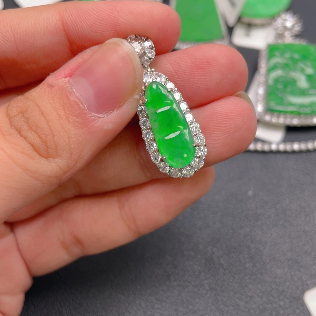 翡翠银S925镶嵌吊坠(不含链)