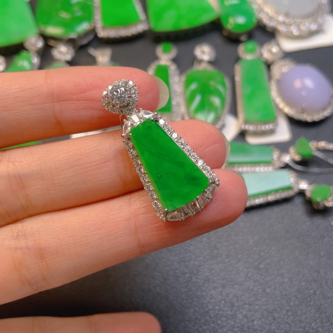 翡翠银S925镶嵌吊坠(不含链)