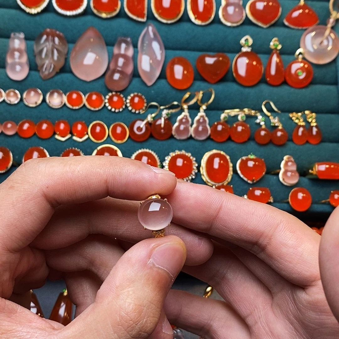 南红玛瑙银S925镶嵌戒指