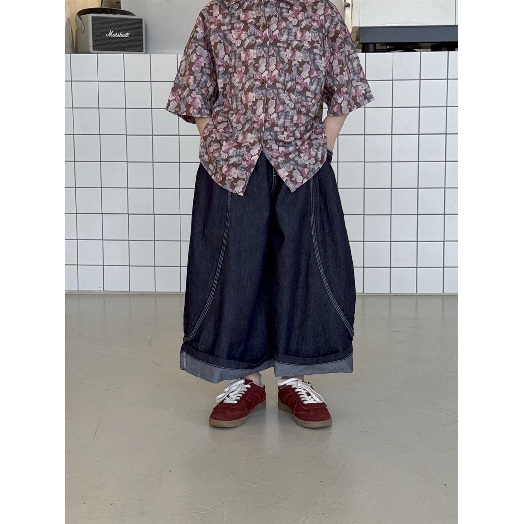 in 爱：nl25夏季男童韩版牛仔裤儿童小众宽松八分牛仔翻边裤90877