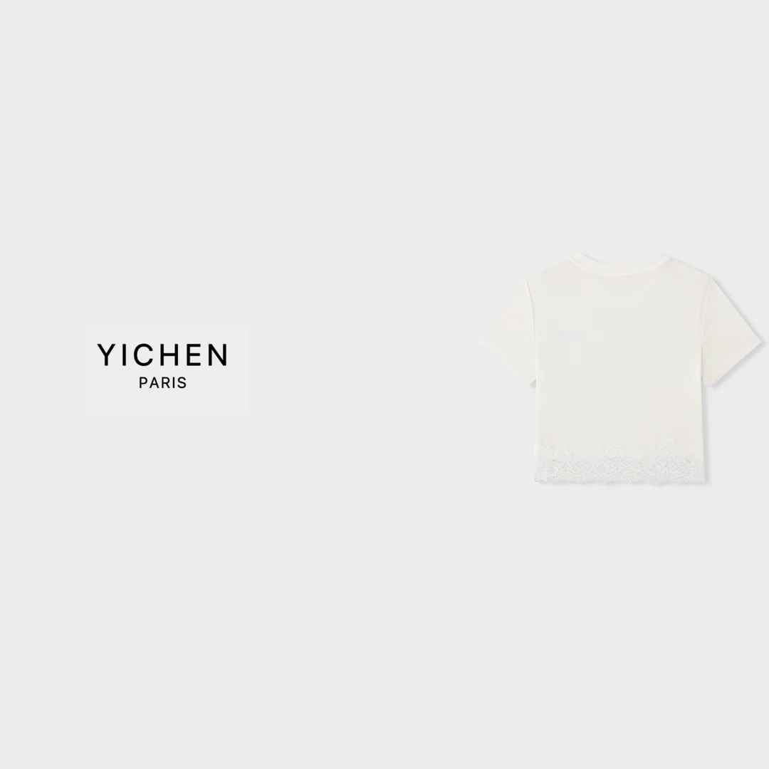 YC 白色 m*u 天丝羊毛拼接针织短袖-3501