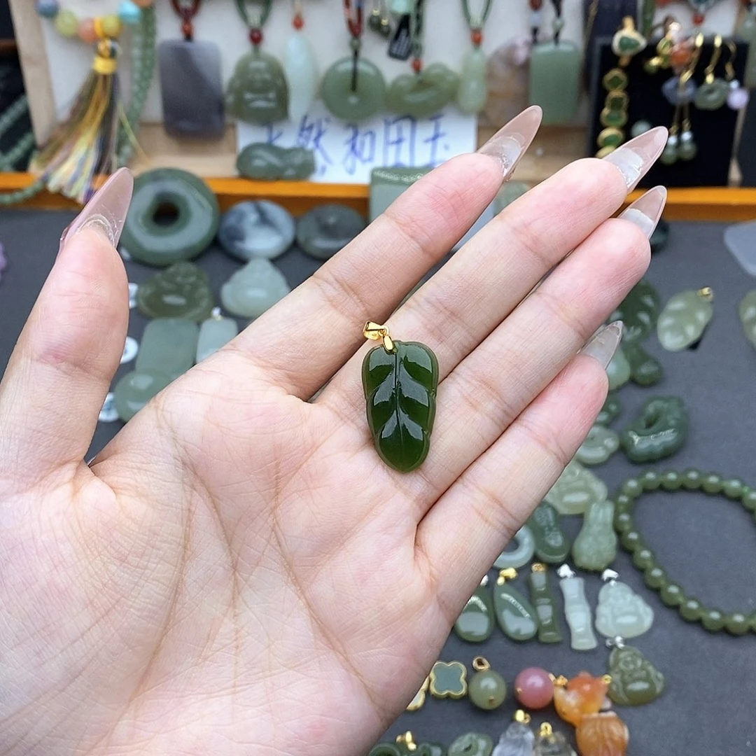 和田玉银S925镶嵌吊坠(不含链)