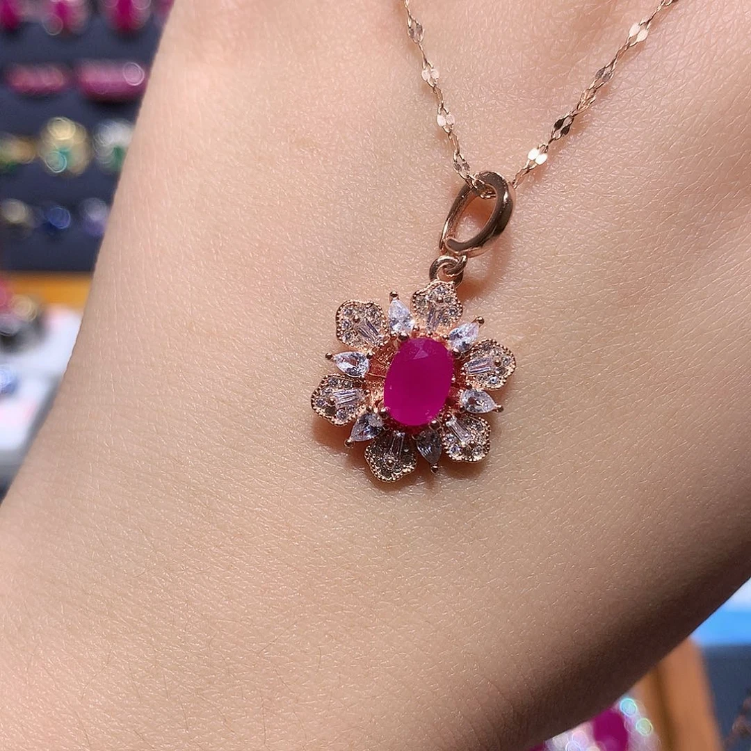 吊坠(赠链)红宝石银S925镶嵌