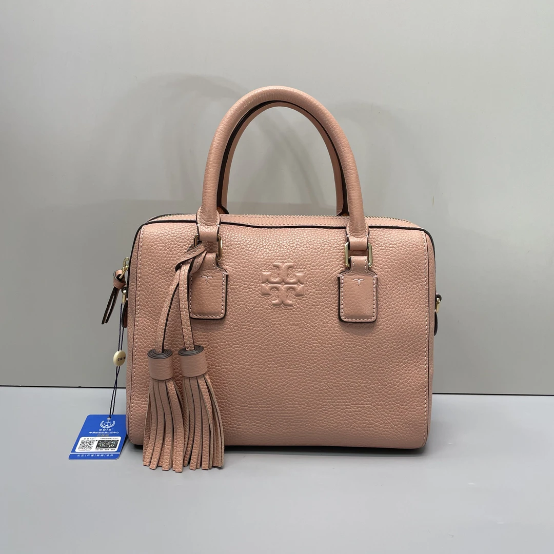 95新 TORY BURCH/汤丽柏琦 小林thea粉色大号波士顿包25*20*13cmS