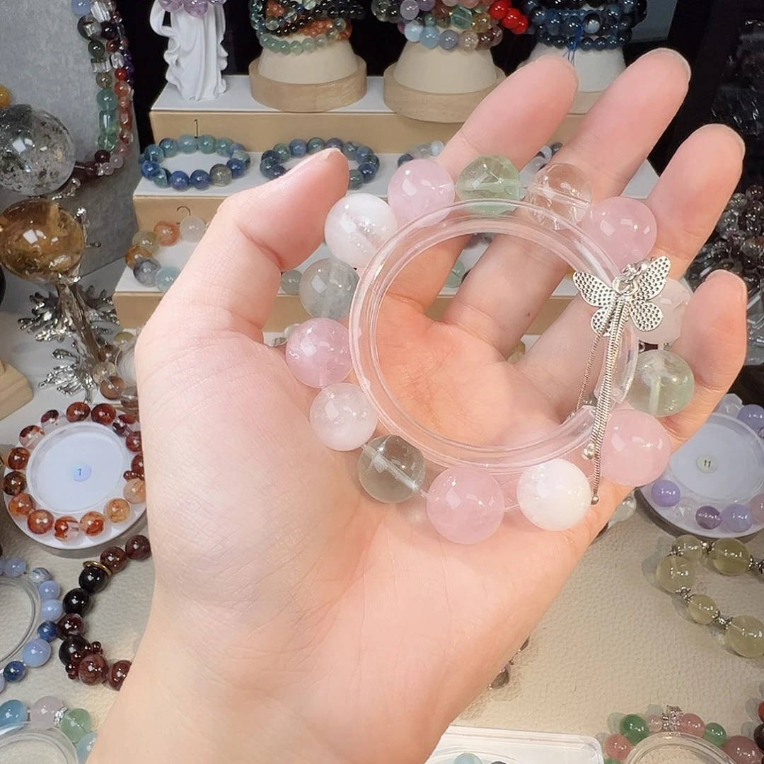 手链水晶未镶嵌粉水 绿莹