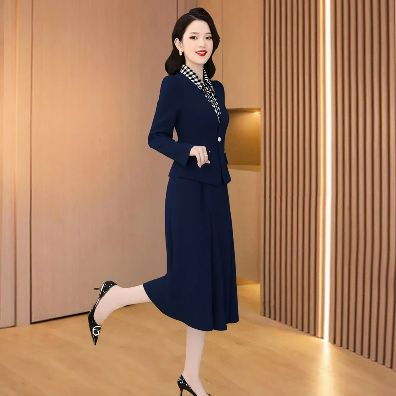 正式场合端庄贵夫人品牌两件套装连衣裙秋季小香风精致轻奢高级感