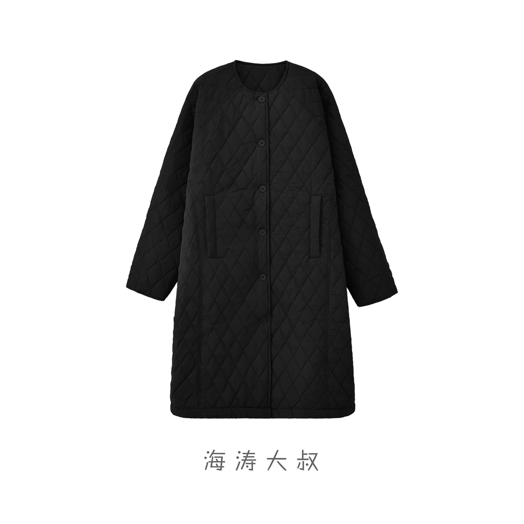 【海涛大叔】净版拼接菱格绗缝长款棉服 LBW73728