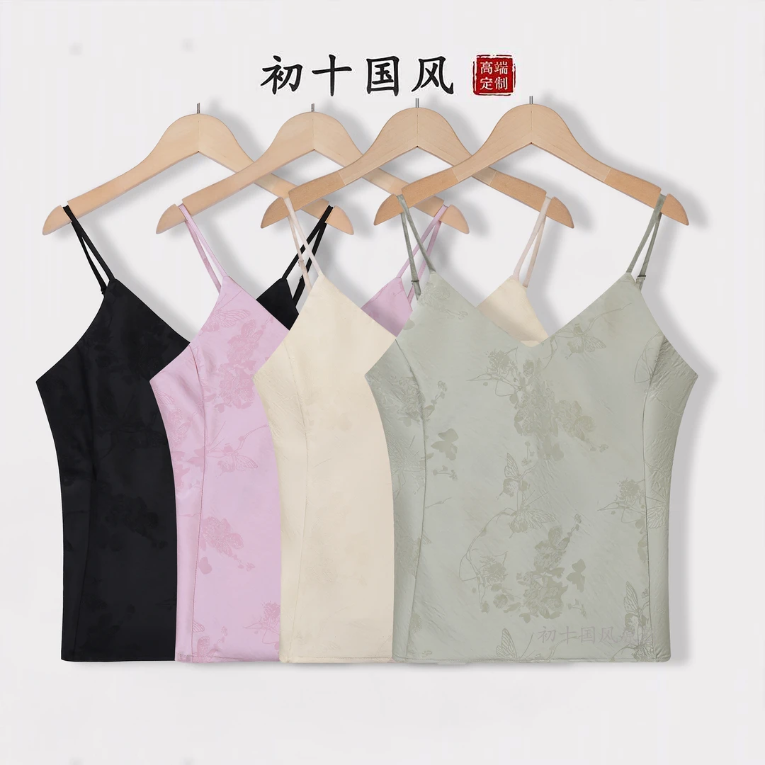 中国风设计感春季新款百搭优雅中式吊带背心女士打底F052