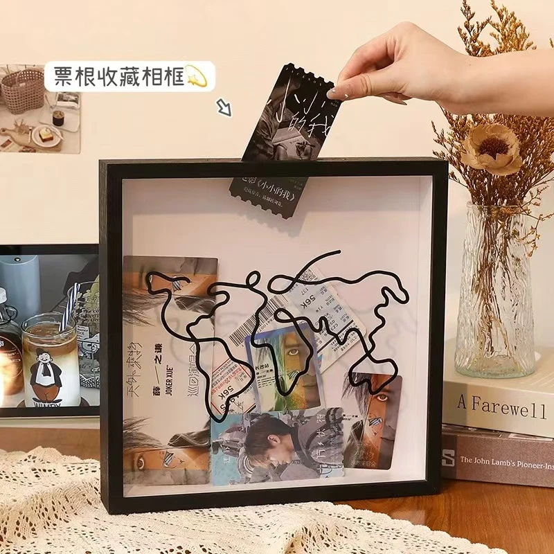 时光碎片票根收纳相框演唱会门票旅行明信片地图机票展示票据挂墙