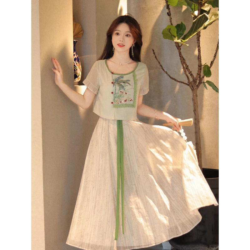 瑶西【夏鸣】国风刺绣典雅日常气质古风夏季中国风改良新中式