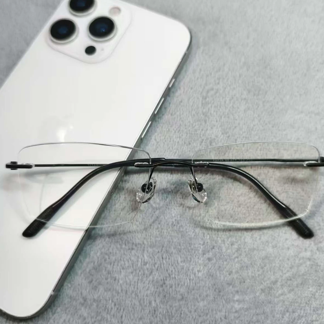 时尚超轻百搭超轻钛合金无框明星同款素颜眼镜框可配度数