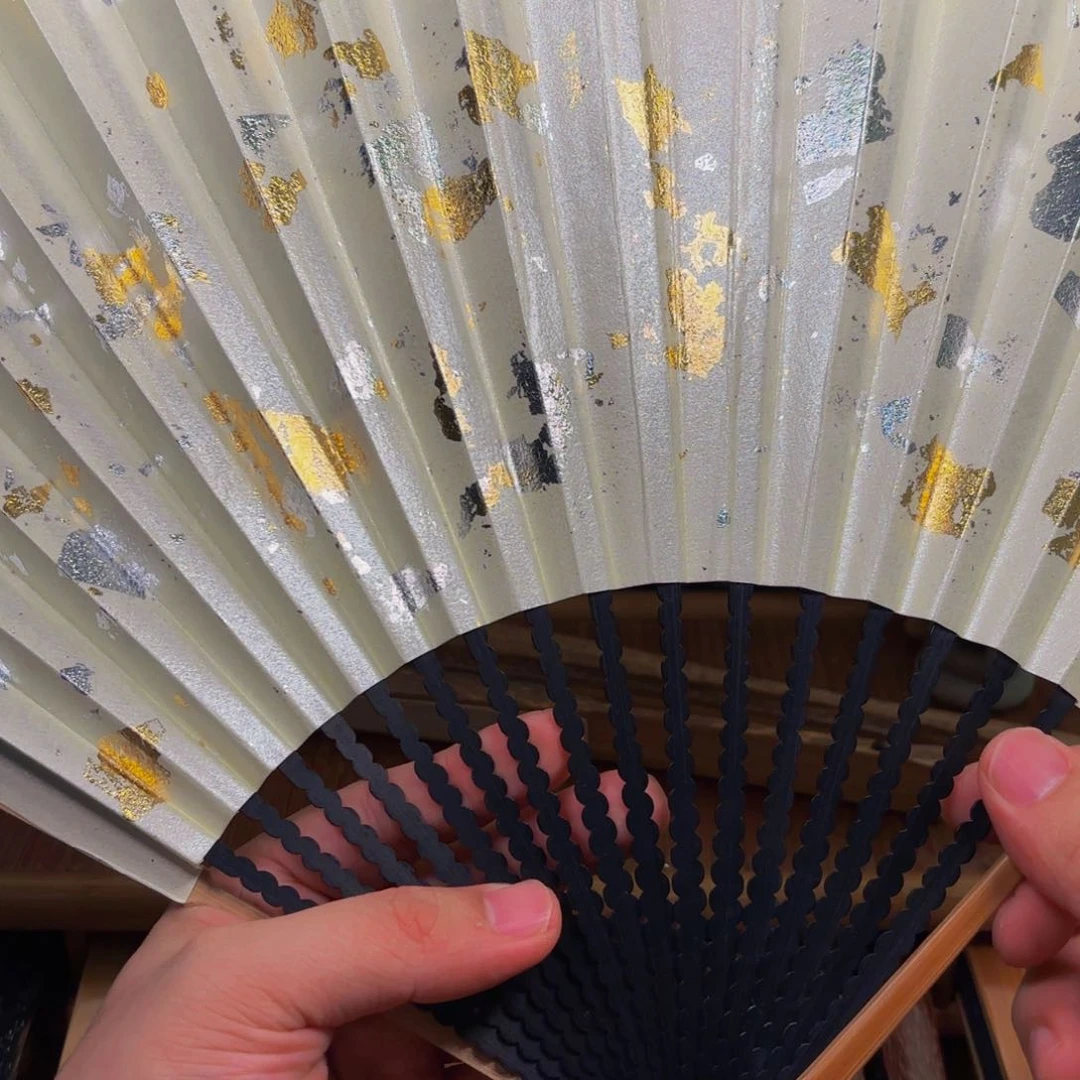 扇子白撒金龙鳞老川料158