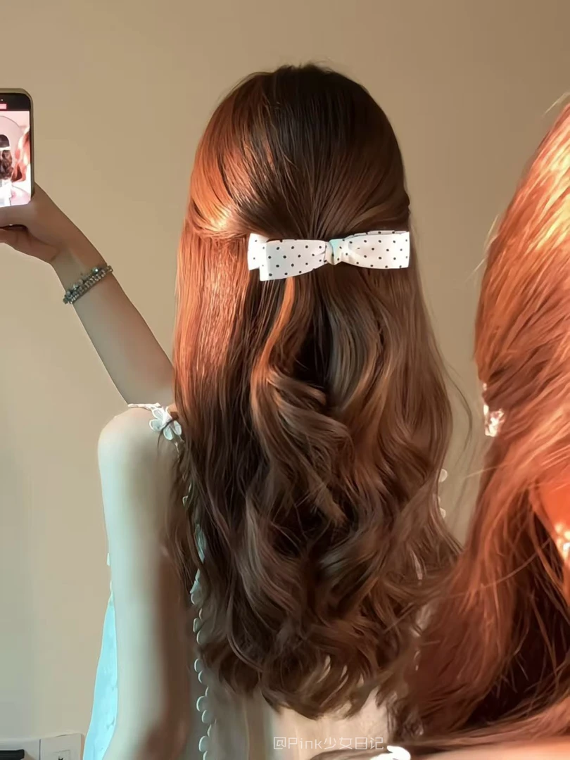 甜美复古黑白波点蝴蝶结香蕉夹气质百搭香蕉夹后脑勺头饰扭扭夹