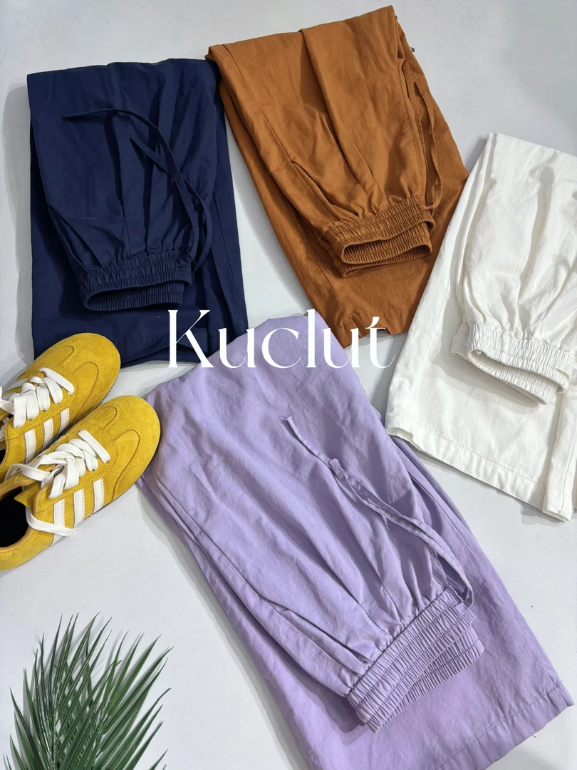 夏日清爽100洗水精棉纯色休闲裤阔腿裤抽绳夏季薄款防蚊阔腿裤