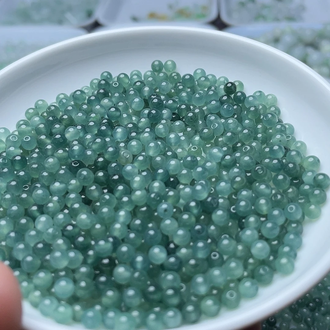 翡翠散珠卡4的冰透蓝水小米珠30个