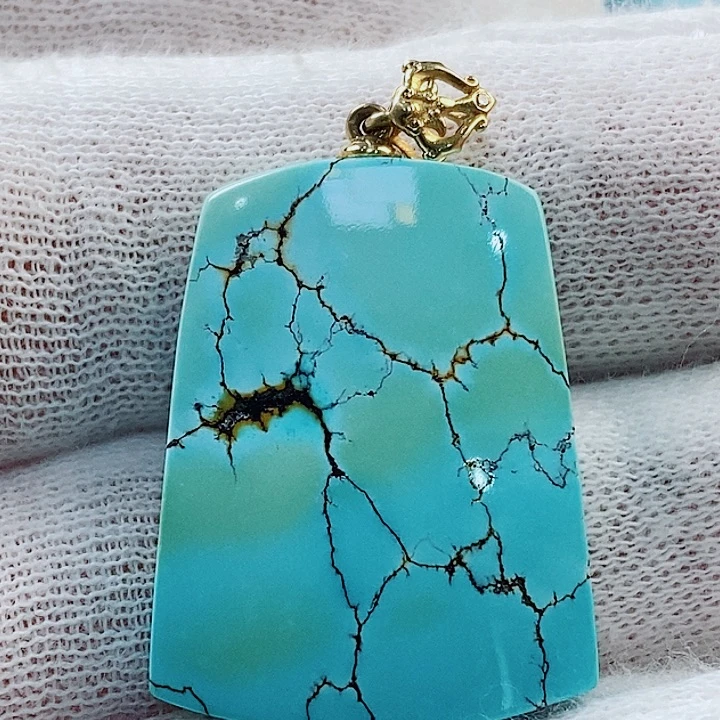 18K金镶嵌绿松石原矿无优化