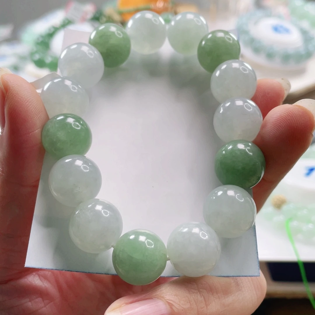 翡翠未镶嵌手链手串14