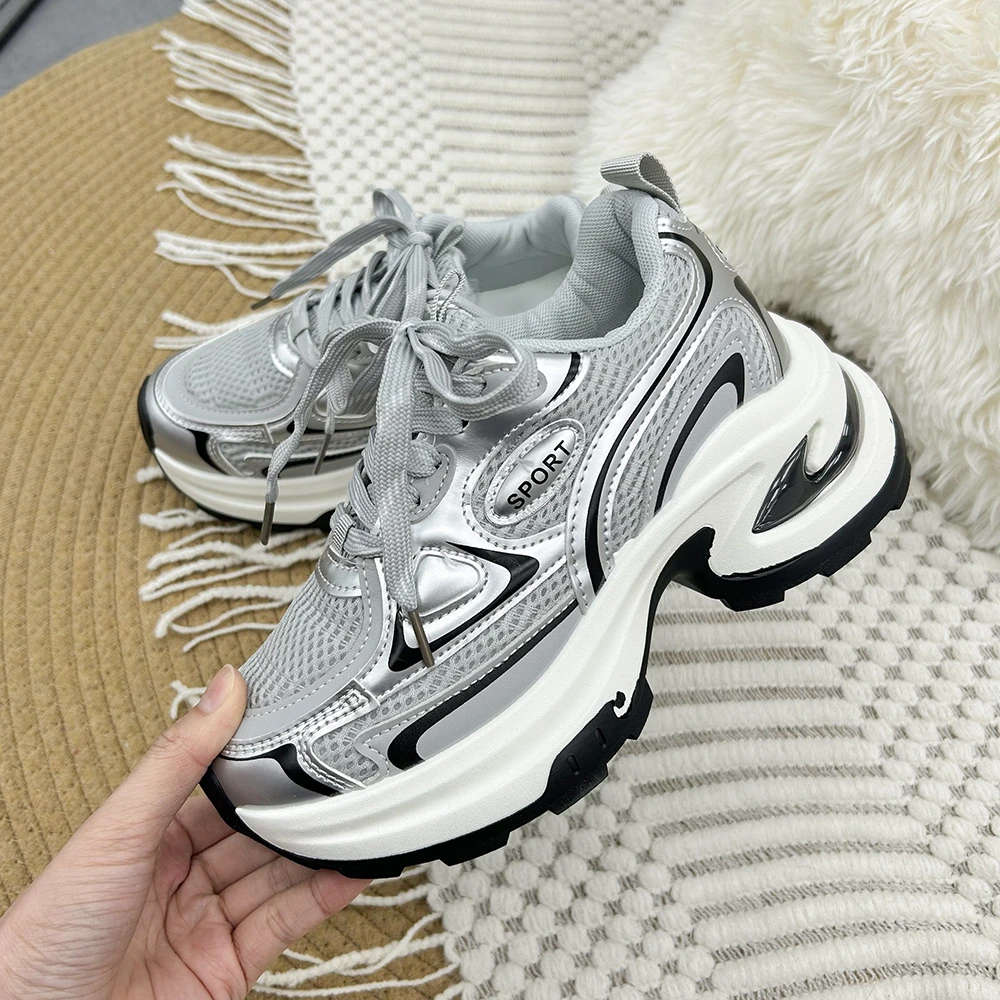 D17 运动休闲老爹鞋女2024新款潮流百搭学生跑步鞋厚底时尚运动鞋