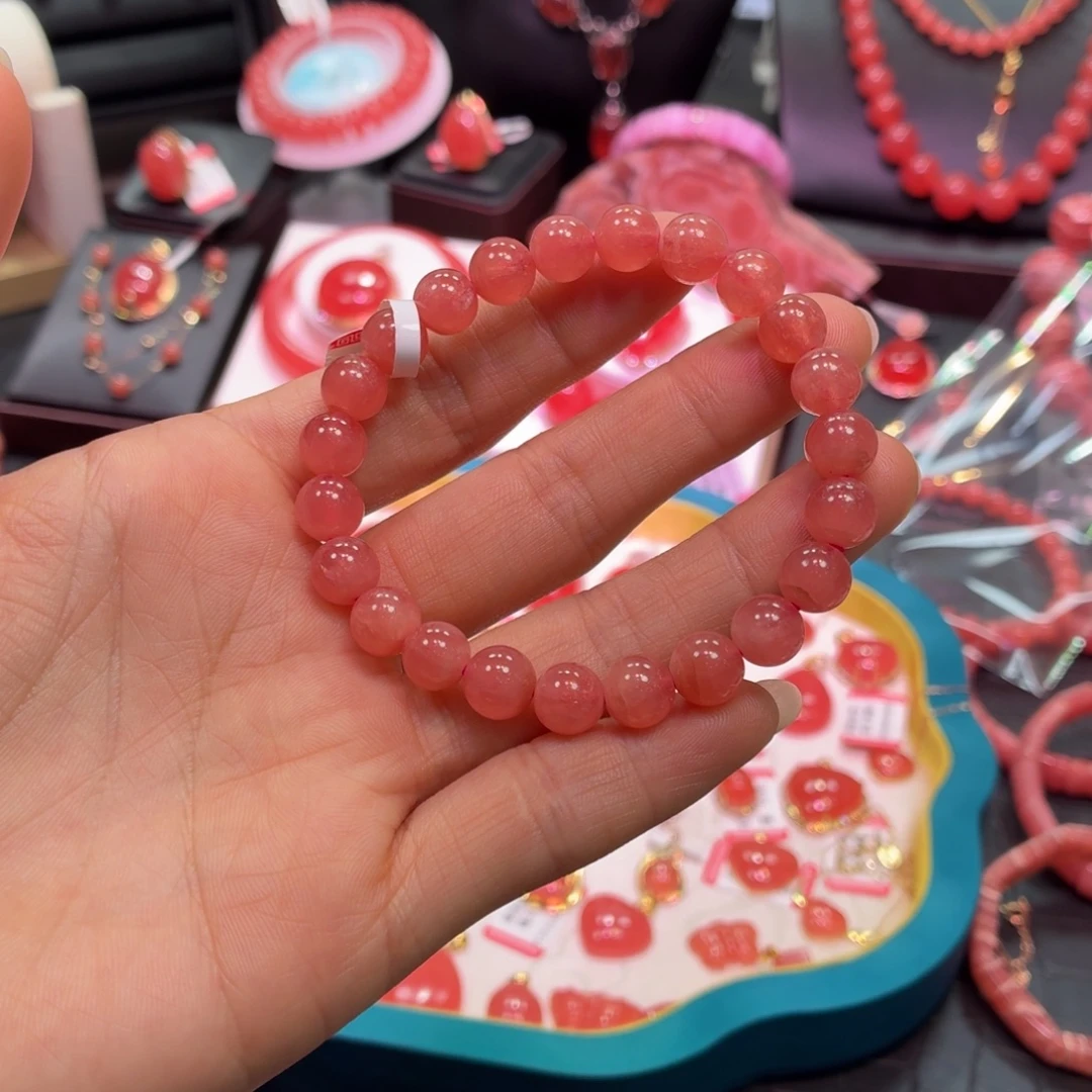 菱锰矿（红纹石）未镶嵌手绳