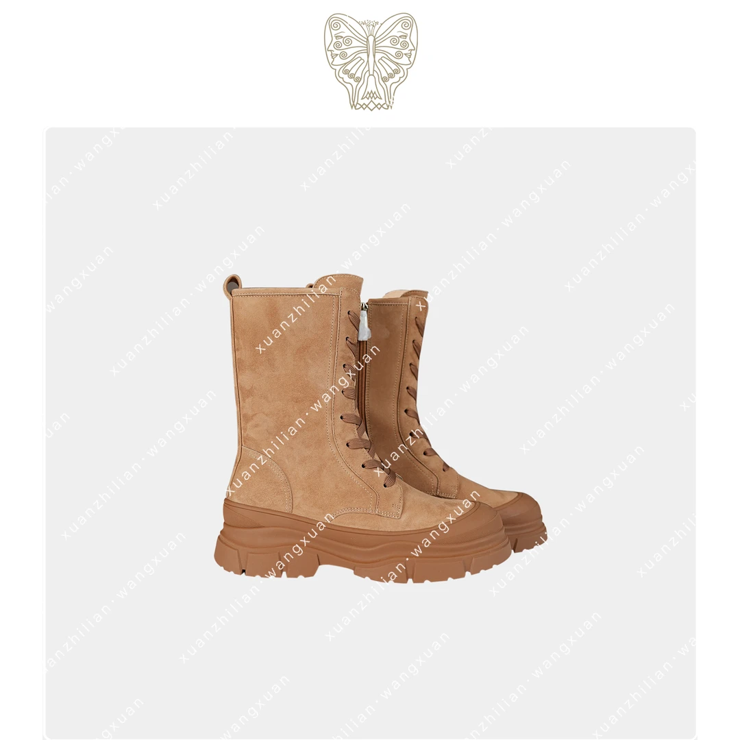 璇之恋·王璇牛津靴时尚户外厚底中筒靴子