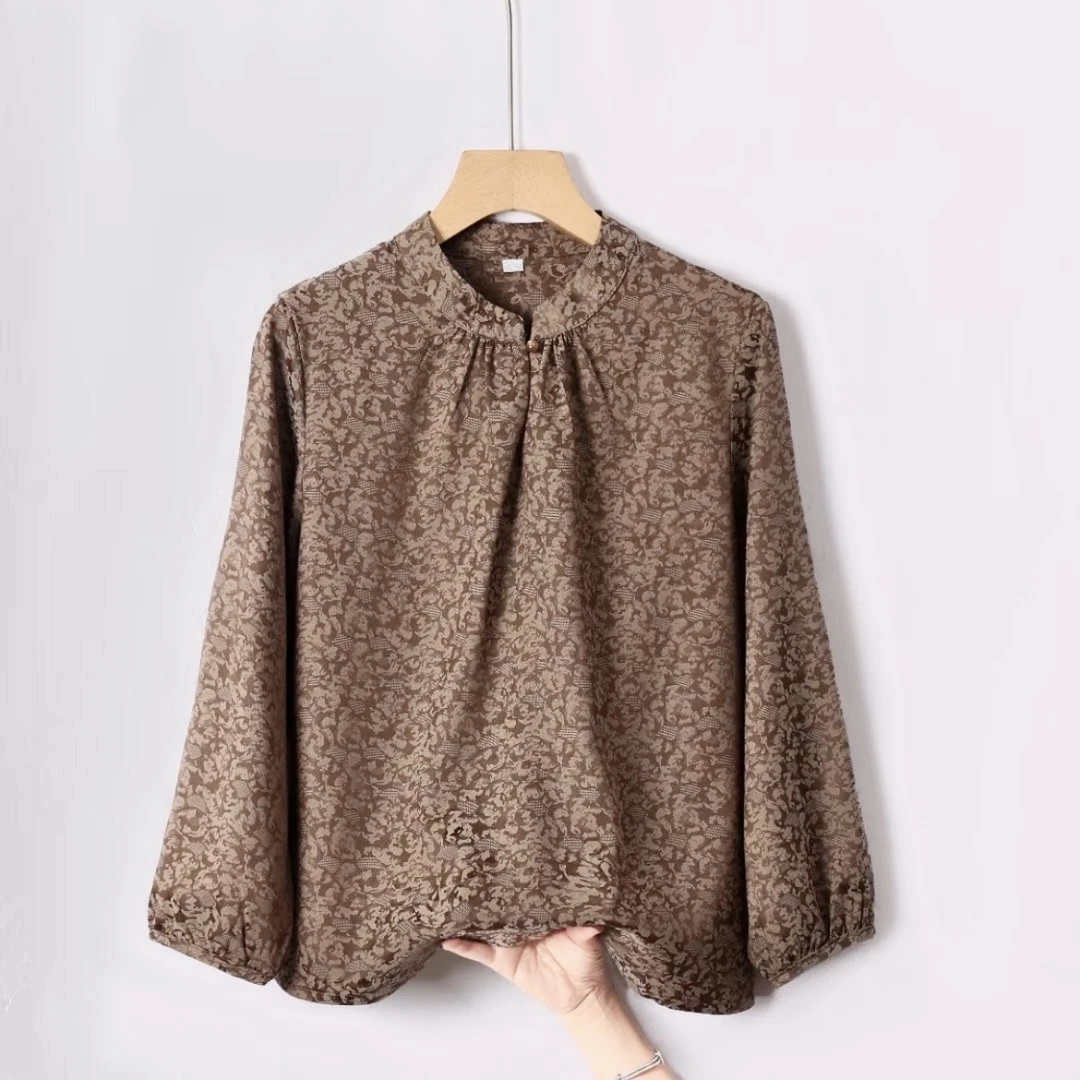 新款一粒扣雾咖百搭小衫时尚显瘦上衣    1707